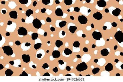 Abstract modern leopard seamless pattern. Animals trendy background. Beige and black decorative vector stock illustration for print, card, postcard, fabric, textile. Modern ornament of stylized skin.