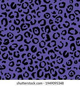Abstract modern leopard seamless pattern. Animals trendy background. Purple and black decorative vector stock illustration for print, card, postcard, fabric, textile. Modern ornament of stylized skin.