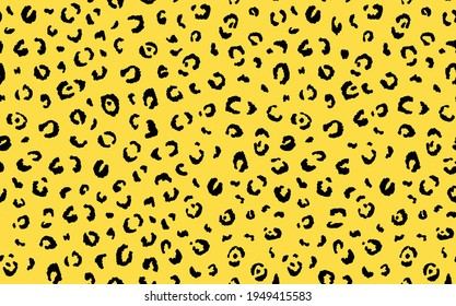 Abstract modern leopard seamless pattern. Animals trendy background. Yellow and black decorative vector stock illustration for print, card, postcard, fabric, textile. Modern ornament of stylized skin.