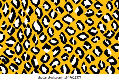 Abstract modern leopard seamless pattern. Animals trendy background. Yellow and black decorative vector stock illustration for print, card, postcard, fabric, textile. Modern ornament of stylized skin.