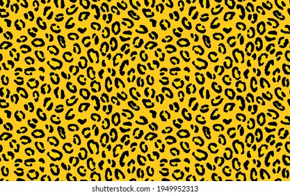 Abstract modern leopard seamless pattern. Animals trendy background. Yellow and black decorative vector stock illustration for print, card, postcard, fabric, textile. Modern ornament of stylized skin.