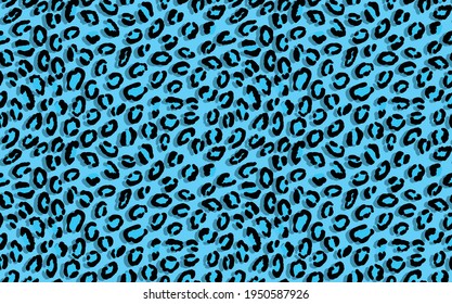 Abstract modern leopard seamless pattern. Animals trendy background. Blue and black decorative vector stock illustration for print, card, postcard, fabric, textile. Modern ornament of stylized skin.
