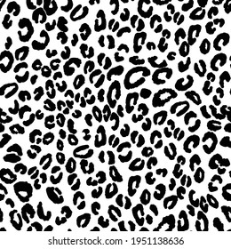 Abstract modern leopard seamless pattern. Animals trendy background. Black and white decorative vector illustration for print, card, postcard, fabric, textile. Modern ornament of stylized skin.