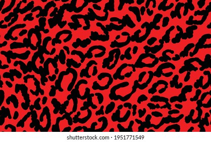 Abstract modern leopard seamless pattern. Animals trendy background. Red and black decorative vector stock illustration for print, card, postcard, fabric, textile. Modern ornament of stylized skin.