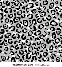 Abstract modern leopard seamless pattern. Animals trendy background. Grey and black decorative vector stock illustration for print, card, postcard, fabric, textile. Modern ornament of stylized skin.