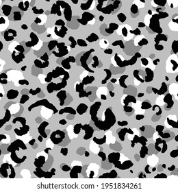 Abstract modern leopard seamless pattern. Animals trendy background. Grey and black decorative vector stock illustration for print, card, postcard, fabric, textile. Modern ornament of stylized skin.