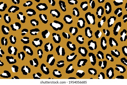 Abstract modern leopard seamless pattern. Animals trendy background. Beige and black decorative vector stock illustration for print, card, postcard, fabric, textile. Modern ornament of stylized skin.