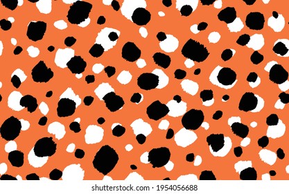 Abstract modern leopard seamless pattern. Animals trendy background. Orange and black decorative vector stock illustration for print, card, postcard, fabric, textile. Modern ornament of stylized skin.