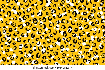 Abstract modern leopard seamless pattern. Animals trendy background. Yellow and black decorative vector stock illustration for print, card, postcard, fabric, textile. Modern ornament of stylized skin.