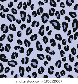 Abstract modern leopard seamless pattern. Animals trendy background. Violet and black decorative vector stock illustration for print, card, postcard, fabric, textile. Modern ornament of stylized skin.