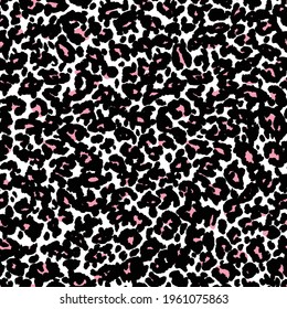 Abstract modern leopard seamless pattern. Animals trendy background. Black and white decorative vector illustration for print, card, postcard, fabric, textile. Modern ornament of stylized skin.