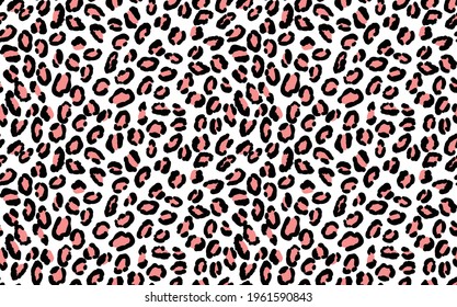 Abstract modern leopard seamless pattern. Animals trendy background. Pink and black decorative vector stock illustration for print, card, postcard, fabric, textile. Modern ornament of stylized skin.