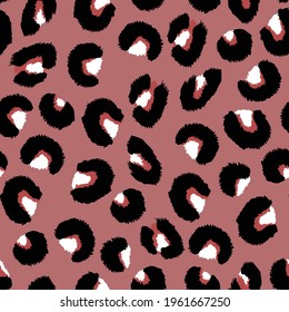 Abstract modern leopard seamless pattern. Animals trendy background. Pink and black decorative vector stock illustration for print, card, postcard, fabric, textile. Modern ornament of stylized skin.