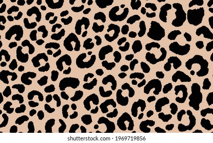 Abstract modern leopard seamless pattern. Animals trendy background. Beige and black decorative vector stock illustration for print, card, postcard, fabric, textile. Modern ornament of stylized skin.