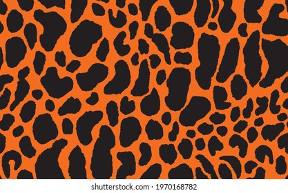 Abstract modern leopard seamless pattern. Animals trendy background. Orange and black decorative vector stock illustration for print, card, postcard, fabric, textile. Modern ornament of stylized skin.