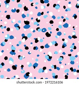Abstract modern leopard seamless pattern. Animals trendy background. Pink and black decorative vector stock illustration for print, card, postcard, fabric, textile. Modern ornament of stylized skin.
