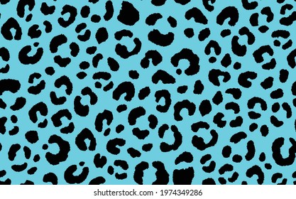 Abstract modern leopard seamless pattern. Animals trendy background. Blue and black decorative vector stock illustration for print, card, postcard, fabric, textile. Modern ornament of stylized skin.
