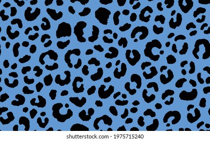 Abstract modern leopard seamless pattern. Animals trendy background. Blue and black decorative vector stock illustration for print, card, postcard, fabric, textile. Modern ornament of stylized skin.