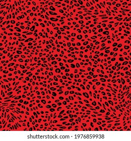 Abstract modern leopard seamless pattern. Animals trendy background. Red and black decorative vector stock illustration for print, card, postcard, fabric, textile. Modern ornament of stylized skin.