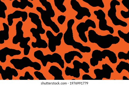 Abstract modern leopard seamless pattern. Animals trendy background. Orange and black decorative vector stock illustration for print, card, postcard, fabric, textile. Modern ornament of stylized skin.