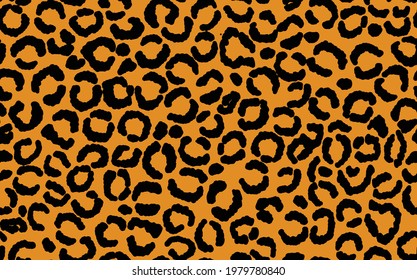 Abstract modern leopard seamless pattern. Animals trendy background. Orange and black decorative vector stock illustration for print, card, postcard, fabric, textile. Modern ornament of stylized skin.