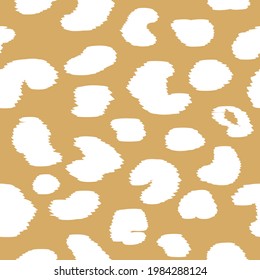 Resumen del patrón de leopardo moderno. Los animales están de moda. Ilustración de material vectorial decorativo beige y blanco para impresión, tarjeta postal, tela, textil. Ornamento moderno de piel estilizada.