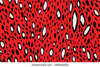 Abstract modern leopard seamless pattern. Animals trendy background. Red and black decorative vector stock illustration for print, card, postcard, fabric, textile. Modern ornament of stylized skin.
