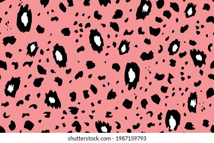 Abstract modern leopard seamless pattern. Animals trendy background. Pink and black decorative vector stock illustration for print, card, postcard, fabric, textile. Modern ornament of stylized skin.