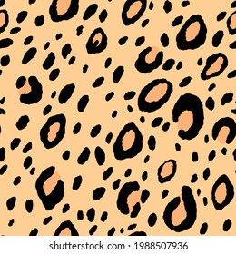 Abstract modern leopard seamless pattern. Animals trendy background. Beige and black decorative vector stock illustration for print, card, postcard, fabric, textile. Modern ornament of stylized skin.