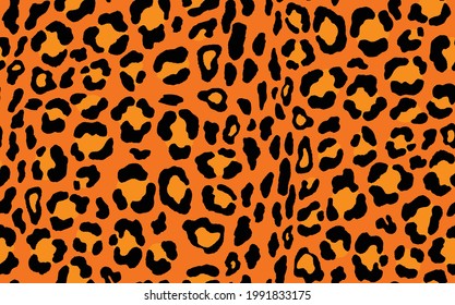 Abstract modern leopard seamless pattern. Animals trendy background. Orange and black decorative vector stock illustration for print, card, postcard, fabric, textile. Modern ornament of stylized skin.