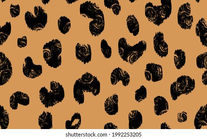 Abstract modern leopard seamless pattern. Animals trendy background. Beige and black decorative vector stock illustration for print, card, postcard, fabric, textile. Modern ornament of stylized skin.