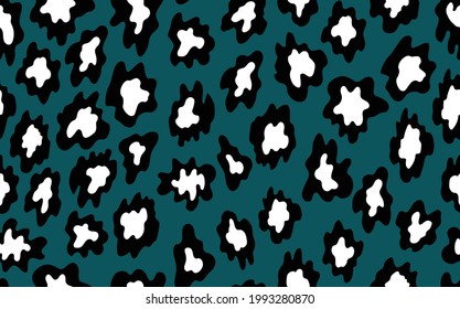 Abstract modern leopard seamless pattern. Animals trendy background. Green and black decorative vector stock illustration for print, card, postcard, fabric, textile. Modern ornament of stylized skin.