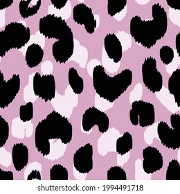 Abstract modern leopard seamless pattern. Animals trendy background. Pink and black decorative vector stock illustration for print, card, postcard, fabric, textile. Modern ornament of stylized skin.