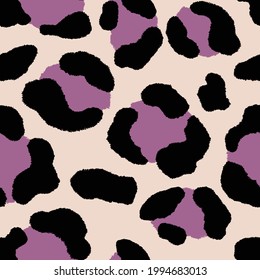 Resumen del patrón de leopardo moderno. Los animales están de moda. Ilustración de material vectorial decorativo rosa y beige para impresión, tarjeta, postal, tela, textil. Ornamento moderno de piel estilizada.