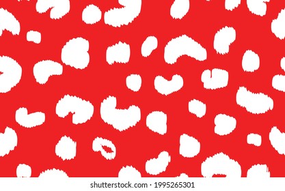 Abstract modern leopard seamless pattern. Animals trendy background. Red and white decorative vector stock illustration for print, card, postcard, fabric, textile. Modern ornament of stylized skin.