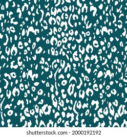 Abstract modern leopard seamless pattern. Animals trendy background.  Green and white decorative vector stock illustration for print, card, postcard, fabric, textile. Modern ornament of stylized skin.