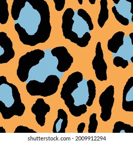 Abstract modern leopard seamless pattern. Animals trendy background. Blue and beige decorative vector stock illustration for print, card, postcard, fabric, textile. Modern ornament of stylized skin.