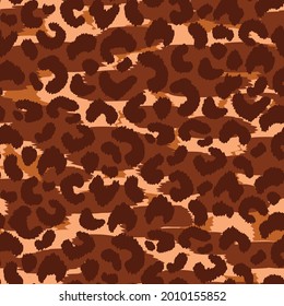 Abstract modern leopard seamless pattern. Animals trendy background. Brown and black decorative vector stock illustration for print, card, postcard, fabric, textile. Modern ornament of stylized skin.