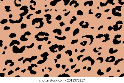 Abstract modern leopard seamless pattern. Animals trendy background. Beige and black decorative vector stock illustration for print, card, postcard, fabric, textile. Modern ornament of stylized skin.