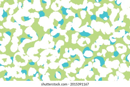 Abstract modern leopard seamless pattern. Animals trendy background. Green and white decorative vector stock illustration for print, card, postcard, fabric, textile. Modern ornament of stylized skin.