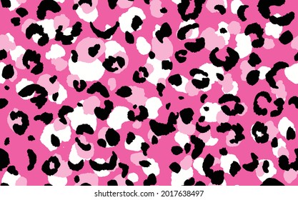 Abstract modern leopard seamless pattern. Animals trendy background. Pink and black decorative vector stock illustration for print, card, postcard, fabric, textile. Modern ornament of stylized skin.
