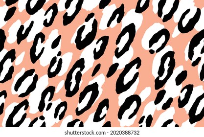 Abstract modern leopard seamless pattern. Animals trendy background. Orange and black decorative vector stock illustration for print, card, postcard, fabric, textile. Modern ornament of stylized skin.