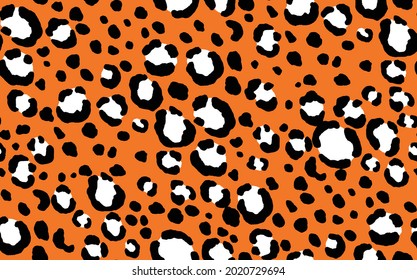 Abstract modern leopard seamless pattern. Animals trendy background. Orange and black decorative vector stock illustration for print, card, postcard, fabric, textile. Modern ornament of stylized skin.