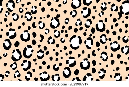 Abstract modern leopard seamless pattern. Animals trendy background. Beige and black decorative vector stock illustration for print, card, postcard, fabric, textile. Modern ornament of stylized skin.