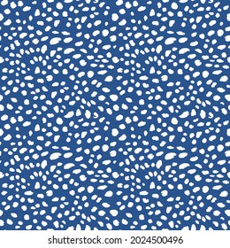 Abstract modern leopard seamless pattern. Animals trendy background. White and blue decorative vector stock illustration for print, card, postcard, fabric, textile. Modern ornament of stylized skin.