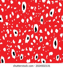 Abstract modern leopard seamless pattern. Animals trendy background. Red and black decorative vector stock illustration for print, card, postcard, fabric, textile. Modern ornament of stylized skin.