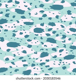 Abstract modern leopard seamless pattern. Animals trendy background. Blue decorative vector stock illustration for print, card, postcard, fabric, textile. Modern ornament of stylized skin.