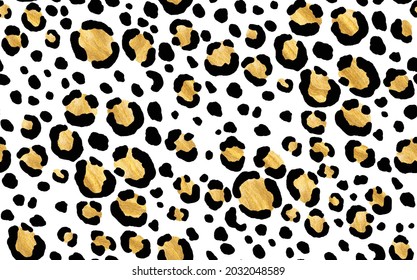 Abstract modern leopard seamless pattern. Animals trendy background. Golden and white decorative vector stock illustration for print, card, postcard, fabric, textile. Modern ornament of stylized skin.