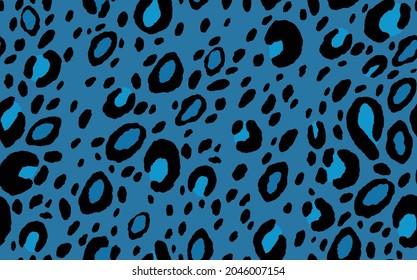 Abstract modern leopard seamless pattern. Animals trendy background. Blue decorative vector stock illustration for print, card, postcard, fabric, textile. Modern ornament of stylized skin.