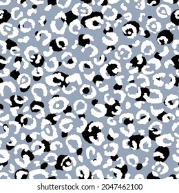 Resumen del patrón de leopardo moderno. Los animales están de moda. Ilustración de material vectorial decorativo gris y negro para impresión, tarjeta postal, tela, textil. Ornamento moderno de piel estilizada.